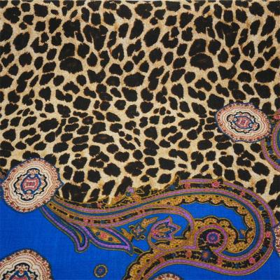 Floral viscose and leopard print rayon fabric