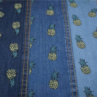 Cotton stretch printed twill denim fabric