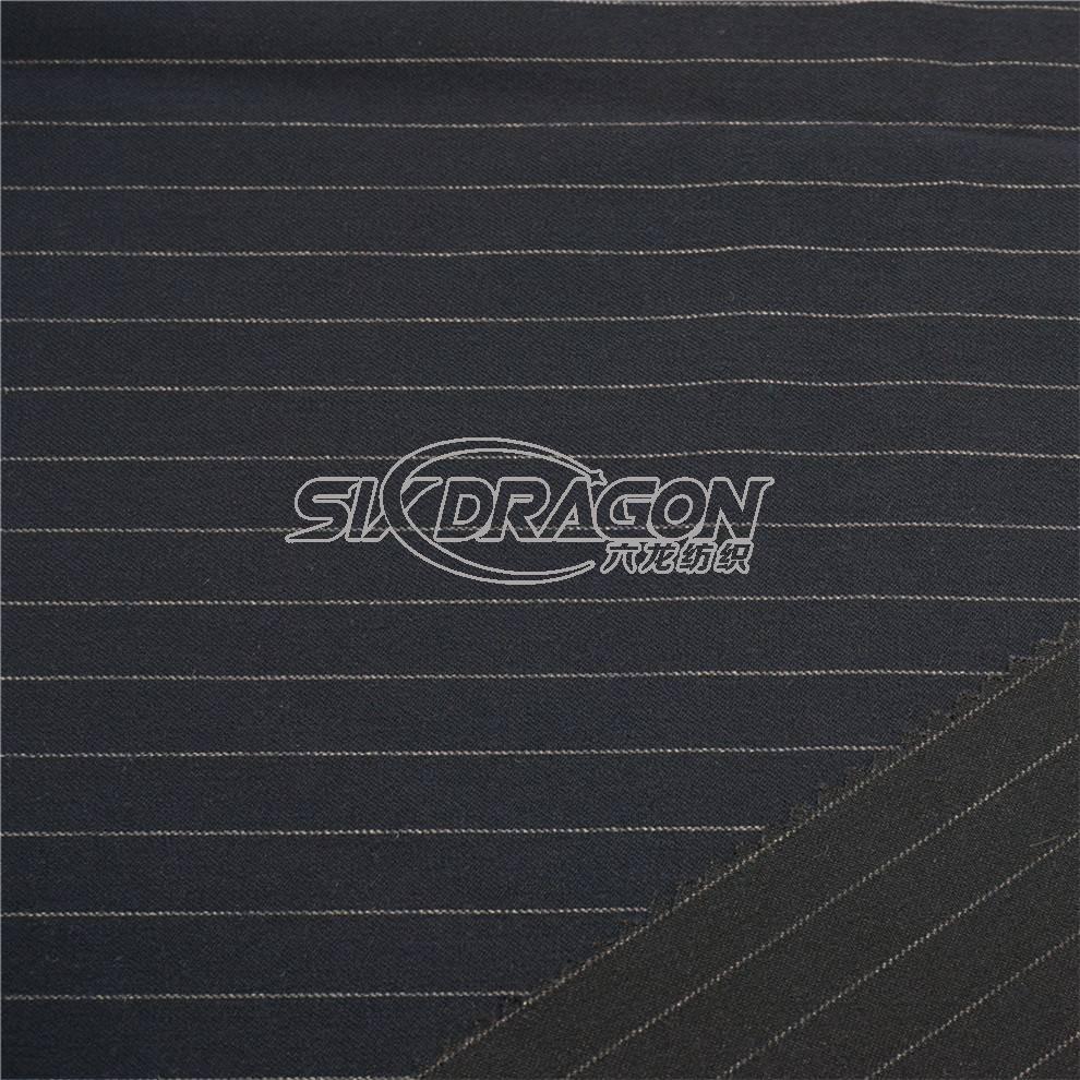Polyester rayon spandex pinstripe suit fabric